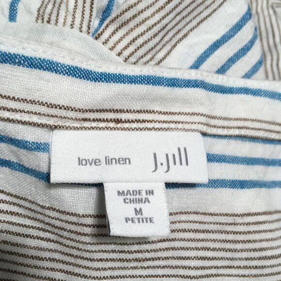 J.JILL 100% LINEN STRIPE TANK DRESS POCKETS M PETITE Luxury Sustainable Capsule - Picture 4 of 9